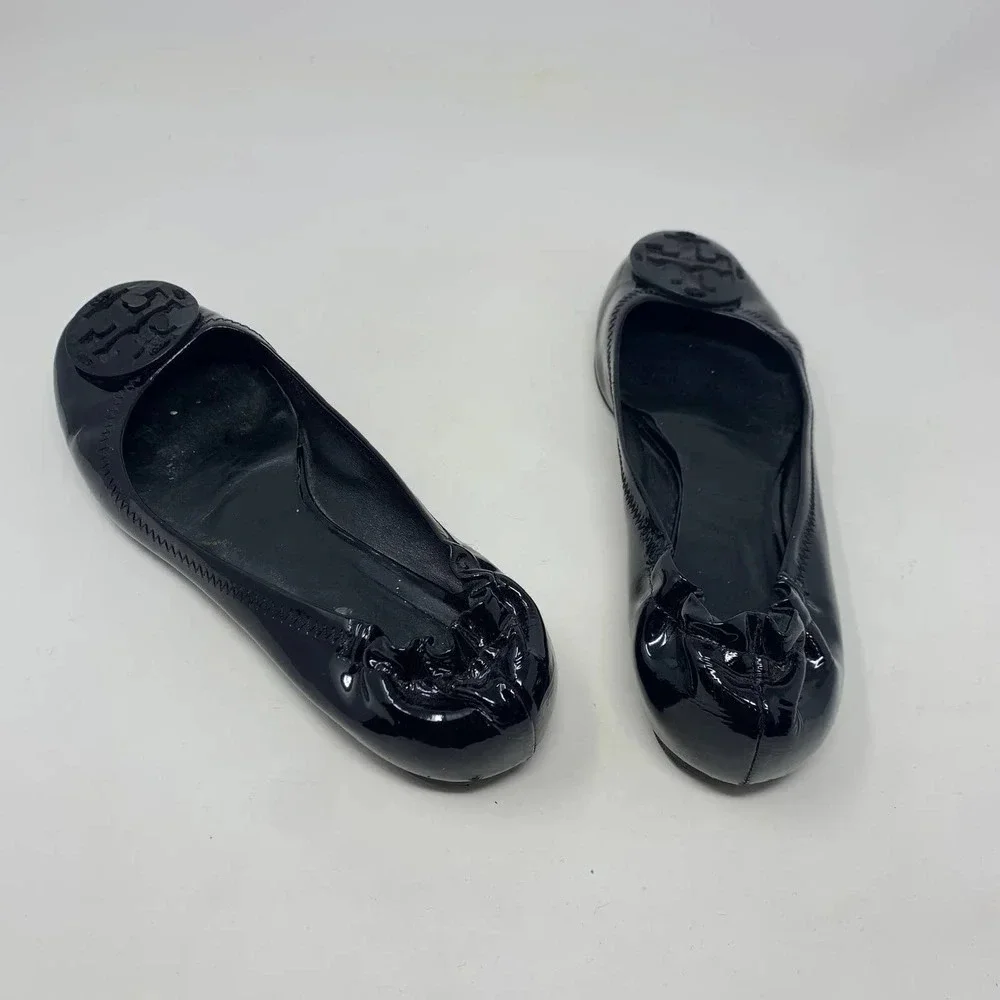 Tory Burch‎ Reva Classic Patent Leather Ballet Flats Black Size US 7.5